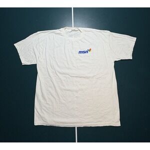 Vintage Microsoft Network Graphic Tech T-Shirt Size XL White‎ MSN Y2K